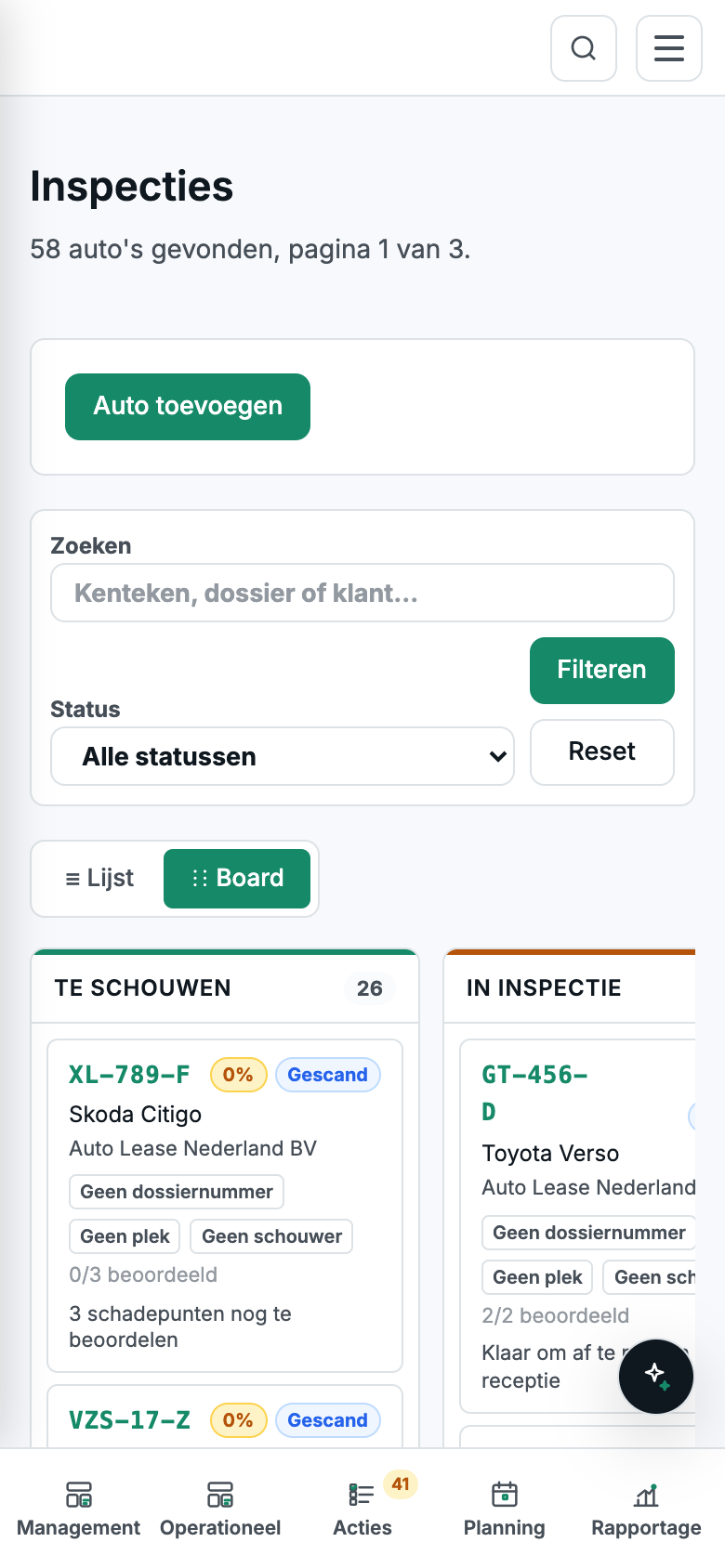 Q-Entra-inspectielijst op iPhone in een demo-omgeving